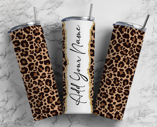 Leopard Add Your Own Text Name Monogram Sublimation Tumbler Designs Floral - 20oz Skinny Tumbler Wraps Templates - PNG 19 PATTERN