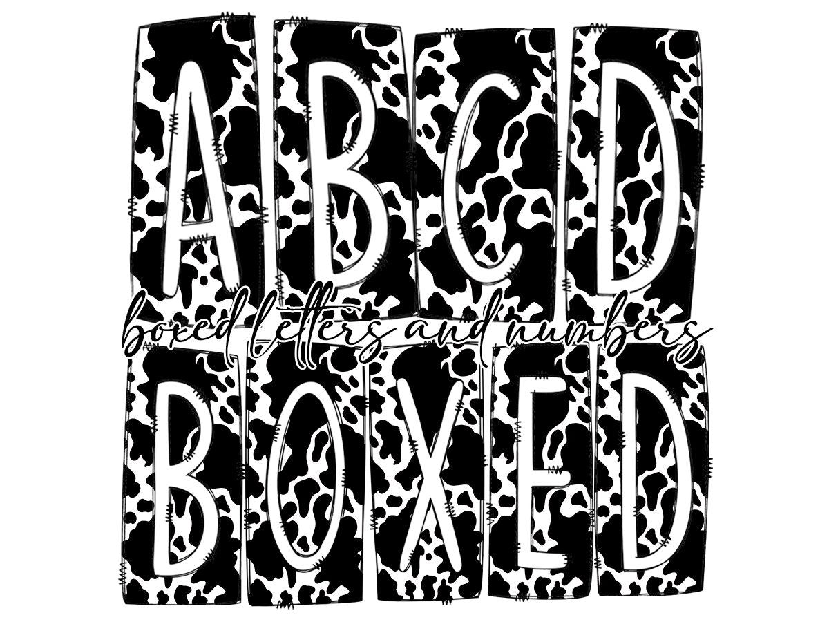 Rustic Cow Box Doodle Letters, Western Hand Drawn Doodle Alphabet Set, Sublimation Designs PNG - 424 PATTERN