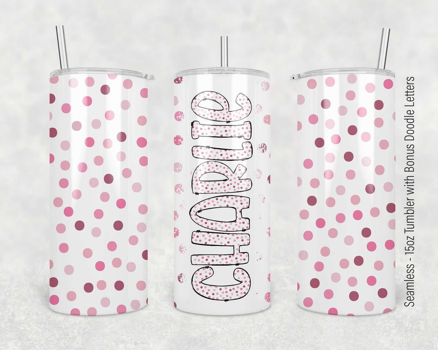 15oz Tumbler Wrap with Matching Doodle Letters, Hand drawn Alphabet, Kids Tumbler Sublimation PNG - Pattern 164