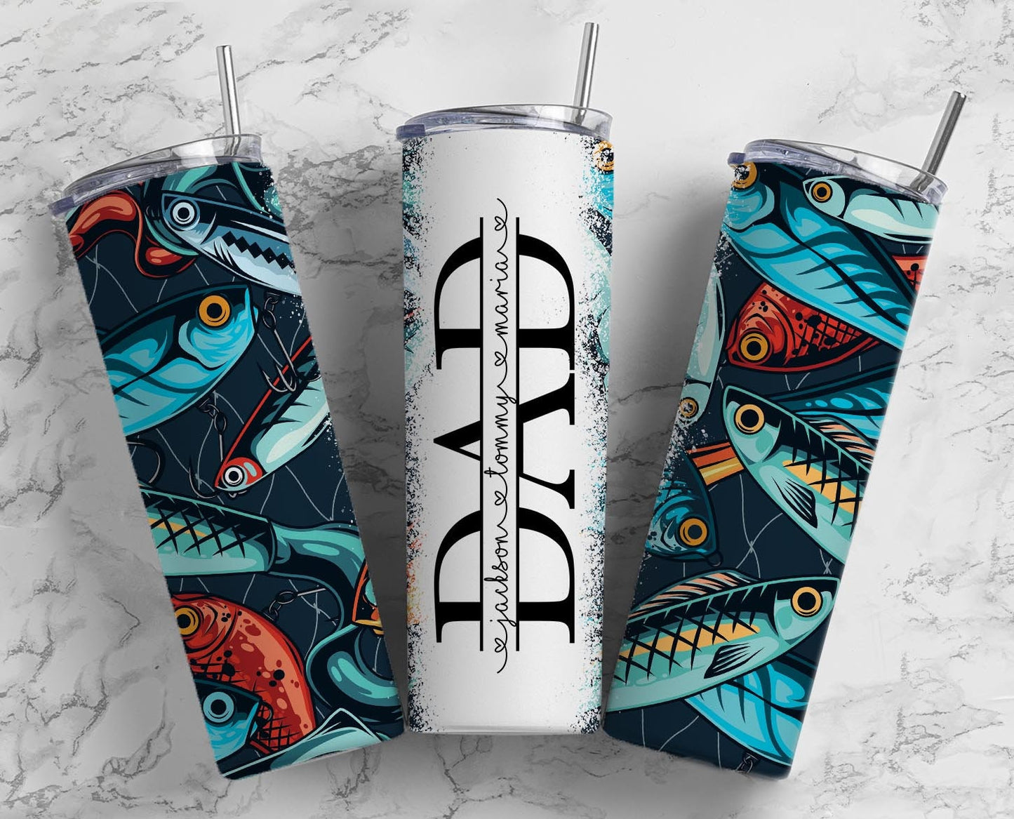 Fishing Lure Dad Tumbler Wrap, Seamless Tumbler for Dad, 20oz Tumbler design, Fathers Day Tumbler, Man Tumbler, Split Add Kids Names PNG