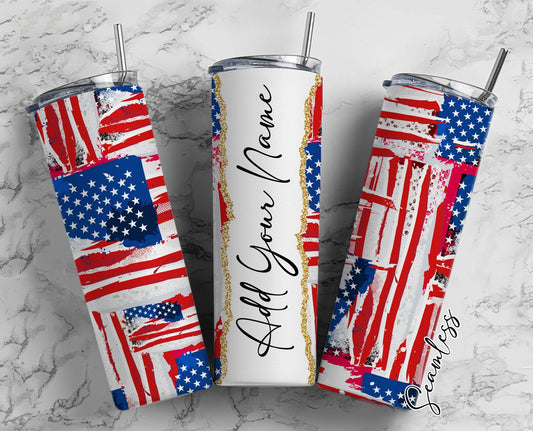 American Flag Add Your Own Name, 20oz Sublimation Tumbler Designs, Skinny Tumbler Wraps Template - 35 PATTERN