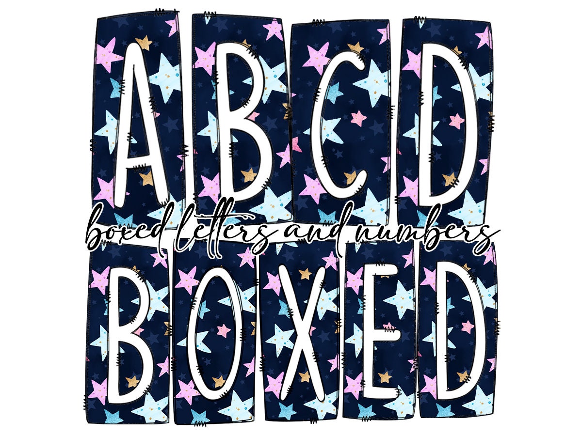 Stars Girls Box Doodle Letters, Western Hand Drawn Doodle Alphabet Set, Sublimation Designs PNG - 2023