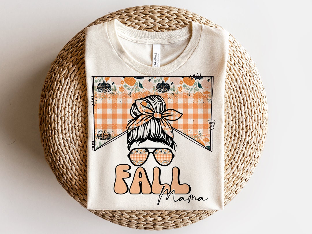 Fall Mama Sublimation Design, Country Mama, Western Sublimation Designs, Plaid Retro Mom, Mom Bun, Messy Bun PNG, MOCKUPS included!