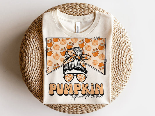 Pumpkin Spice Mama Sublimation Design, Country Mama, Western Sublimation Designs, Retro Mom, Mom Bun, Messy Bun PNG, MOCKUPS included!