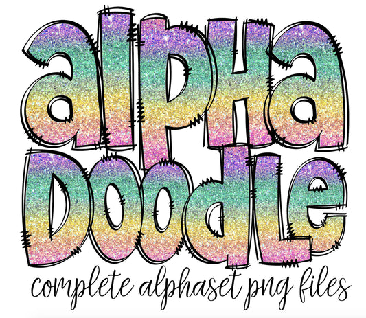 Ombre Rainbow Alphapack, digital alphabet, printable alphabet, doodle font, doodle alphabet, alpha pack doodle, Hand Drawn Letters