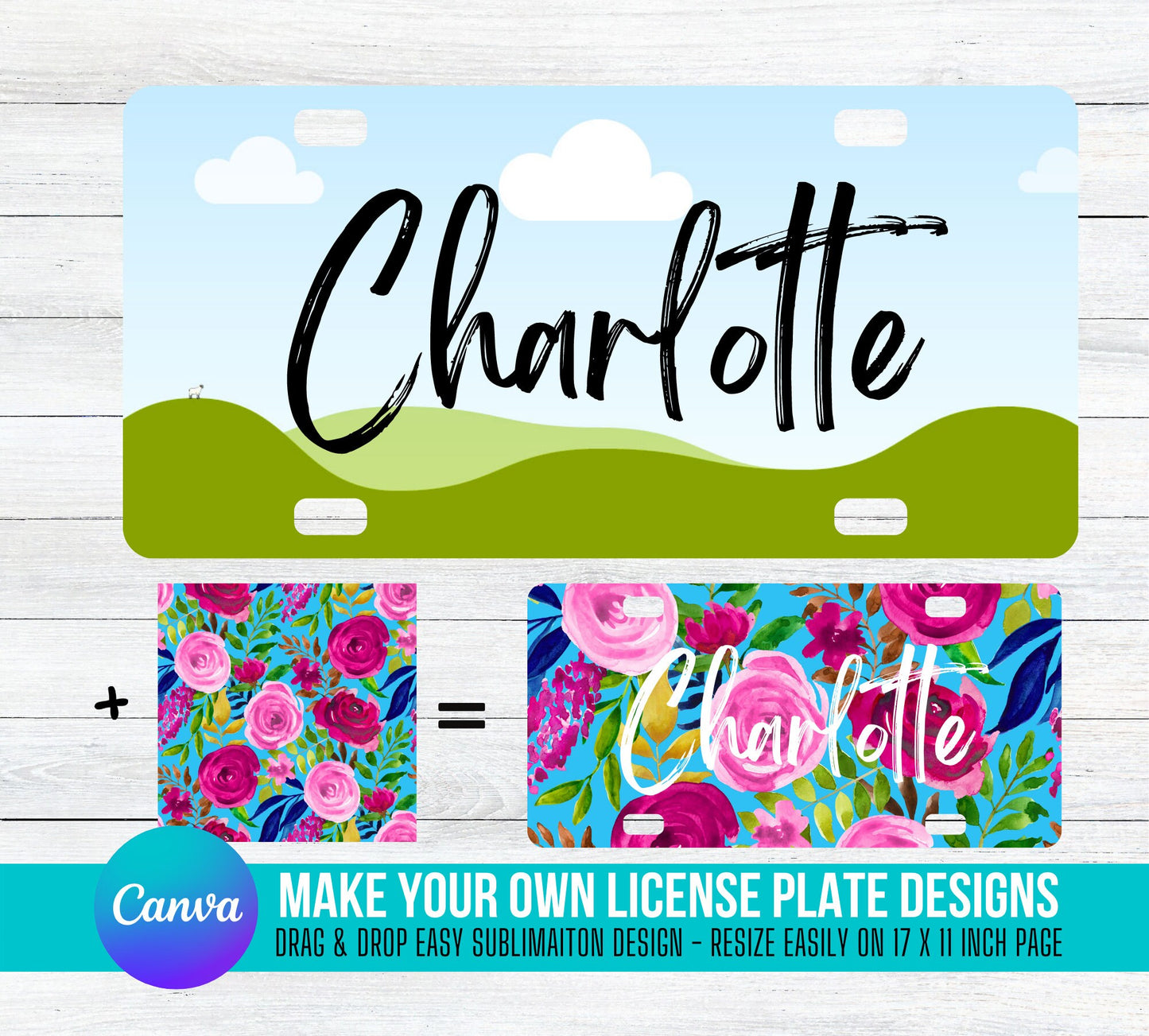 Design your own Number Plate on CANVA with Commercial Use Allowed. Drag and Drop Sublimation Tempalte - Editable Canva Frame Designs