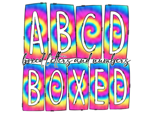 Neon Tie Dye Box Doodle Letters, Western Hand Drawn Doodle Alphabet Set, Sublimation Designs PNG - 143 PATTERN