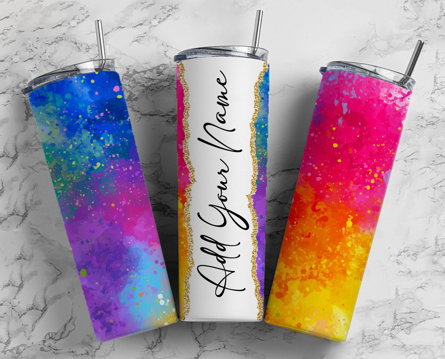 Neon Add Your Own Text Name Monogram Sublimation Tumbler Designs Floral - 20oz Skinny Tumbler Wraps Templates - PNG 17 PATTERN