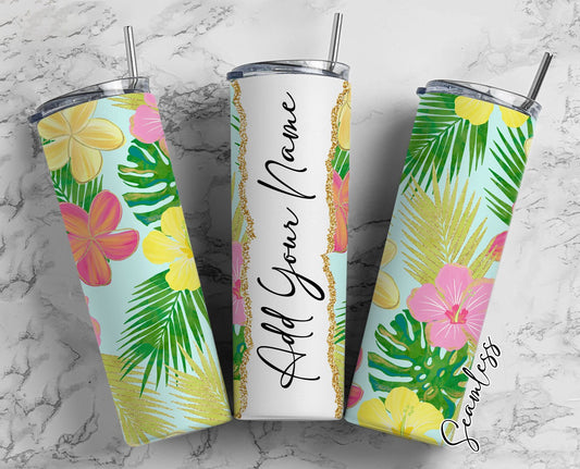 Tropical Summer Add Your Own Name, 20oz Sublimation Tumbler Designs, Skinny Tumbler Wraps Template - 931