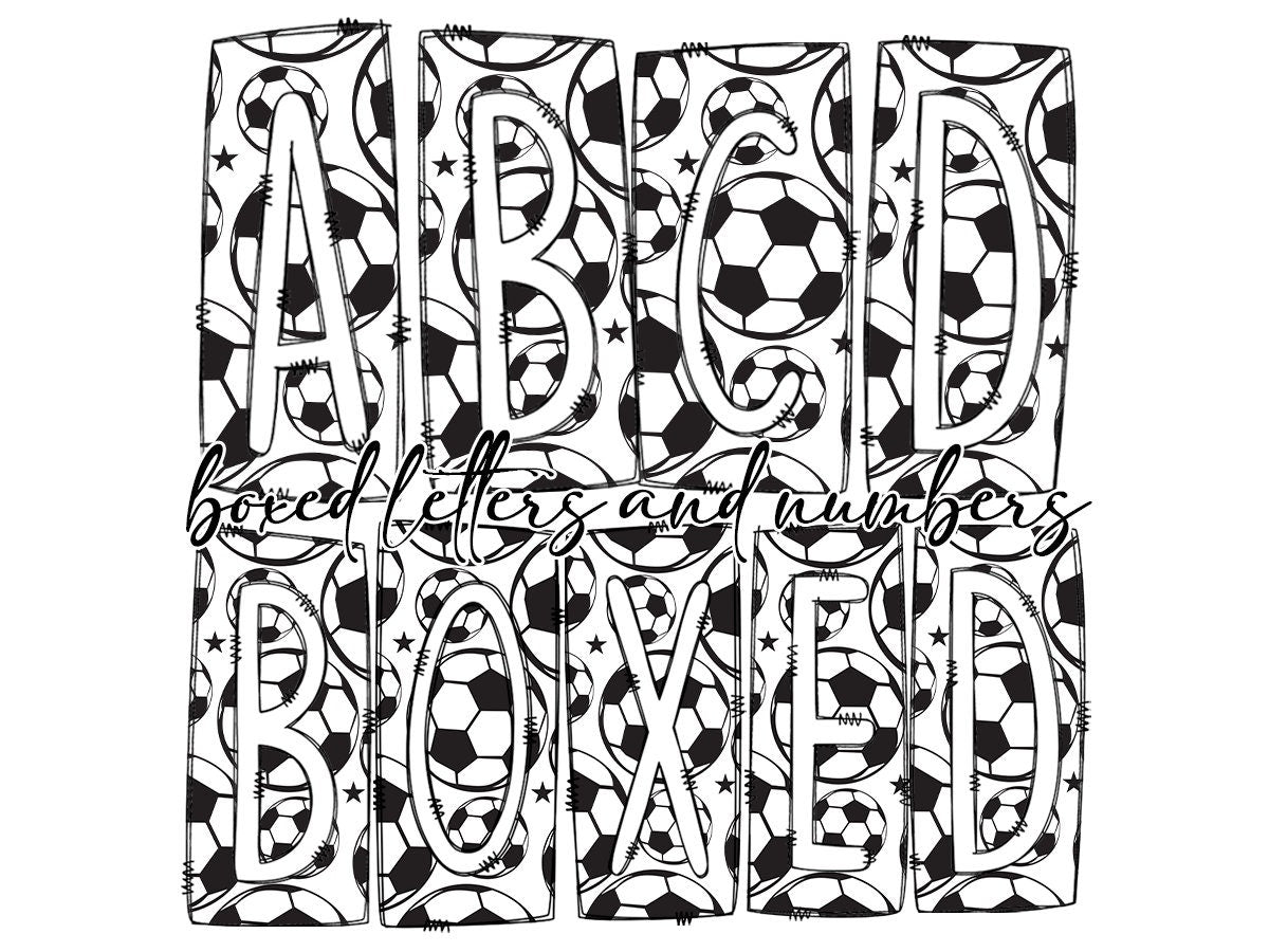 Soccer Box Doodle Letters, Football Hand Drawn Doodle Alphabet Set, Sublimation Designs PNG - 214 PATTERN