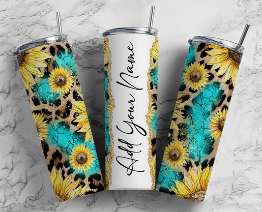 Sunflower Country Add Your Own Text Name Monogram Sublimation Tumbler Designs Floral 20oz Skinny Tumbler Wraps Templates - PNG 99 PATTERN