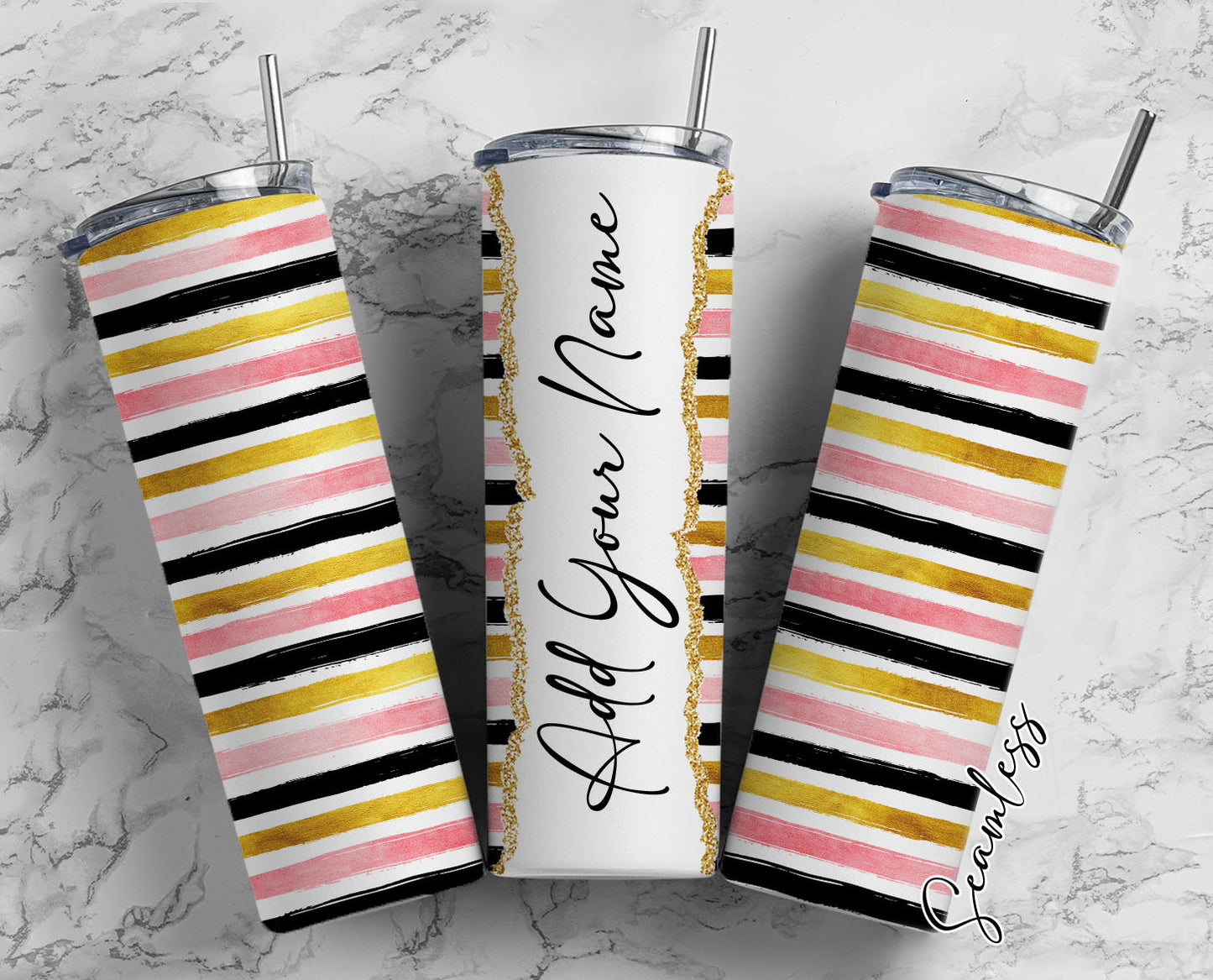 Black God And Pink Stripe Pattern, Stripes Add Your Own Name, 20oz Sublimation Tumbler Designs, Skinny Tumbler Wraps Template - 202