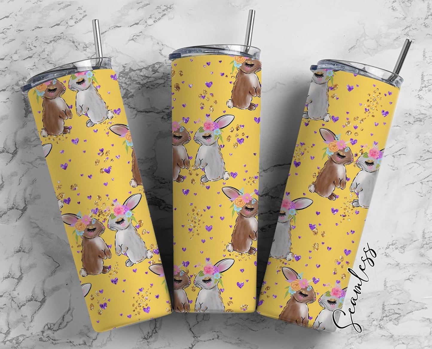 Easter Bunny 20oz Skinny Tumbler Sublimation Design, Easter