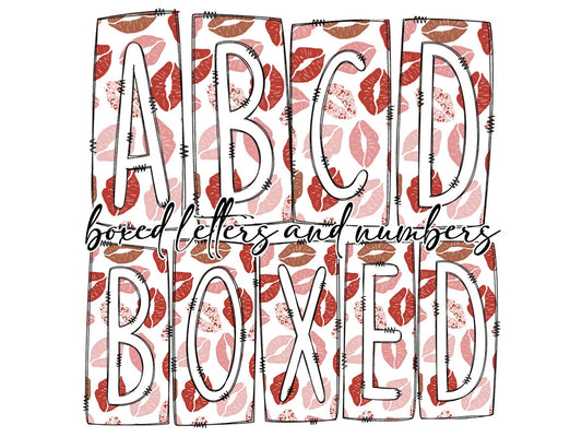 Valentines Day Kisses Box Doodle Letters, Western Hand Drawn Doodle Alphabet Set, Sublimation Designs PNG - 109 PATTERN