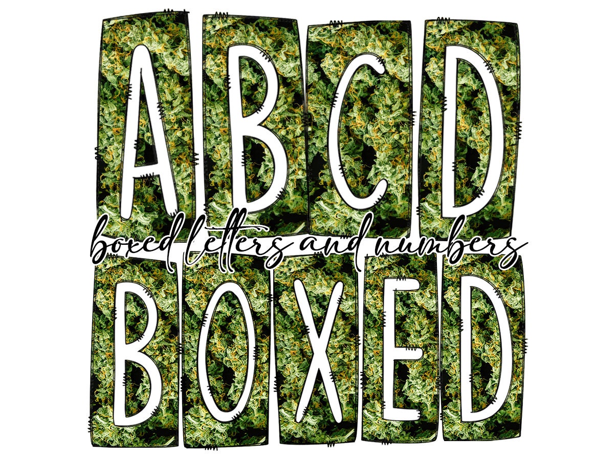 Weed Marijuana Box Doodle Letters, Western Hand Drawn Doodle Alphabet Set, Sublimation Designs PNG - 100 PATTERN