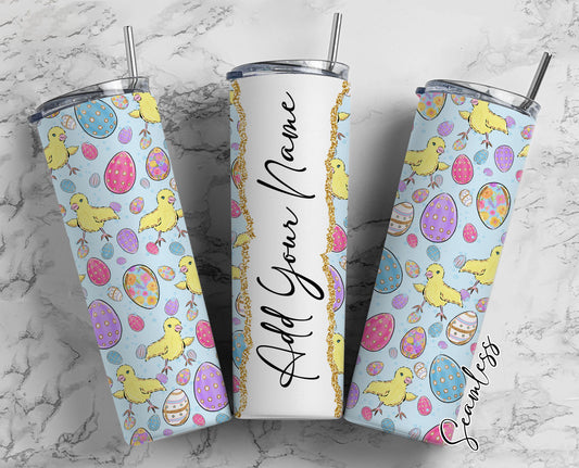 Easter Eggs Add Your Own Name, 20oz Sublimation Tumbler Designs, Skinny Tumbler Wraps Template - 251