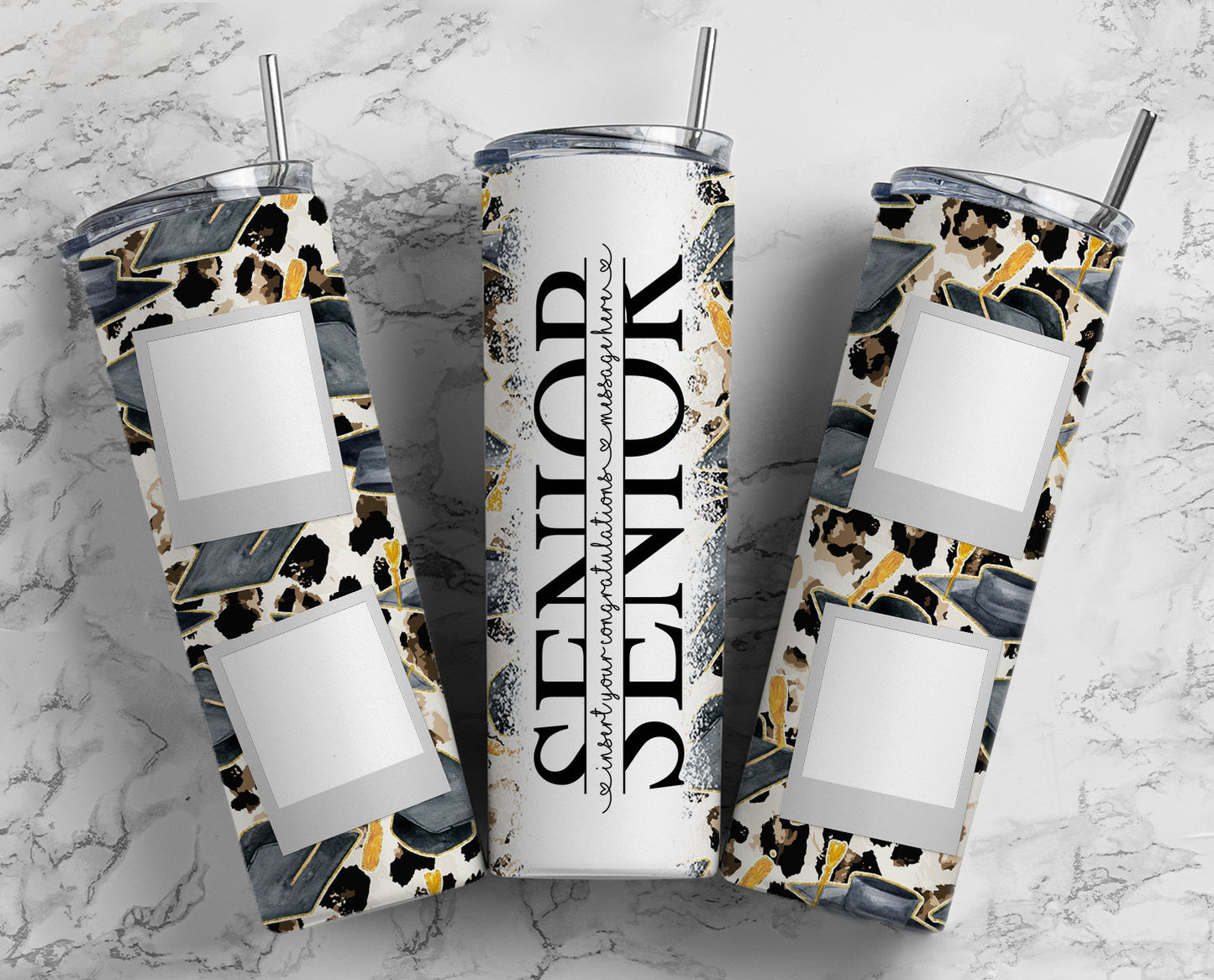 Leopard Senior Split Seamless, Add Your Own Message, 20oz Sublimation Graduation Tumbler Design Bundle, Graduate 2022, Senior PNG