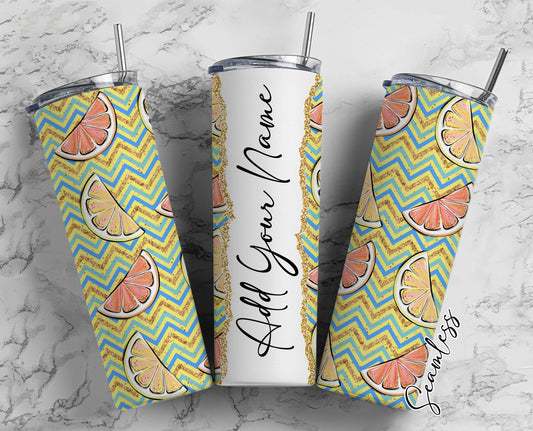 Citrus Fruit Add Your Own Name, 20oz Sublimation Tumbler Designs, Skinny Tumbler Wraps Template - 693