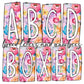 Pink Watercolor Floral Box Doodle Letters, Western Hand Drawn Doodle Alphabet Set, Sublimation Designs PNG - 1229