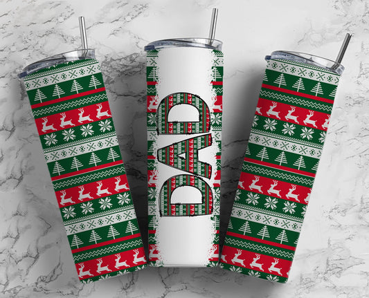 UGLY SWEATER Christmas Dad 20oz Tumbler Wrap, Fathers Day Sublimation Designs PNG, Dad Tumbler Design, Seamless Tumbler, Best Dad Ever