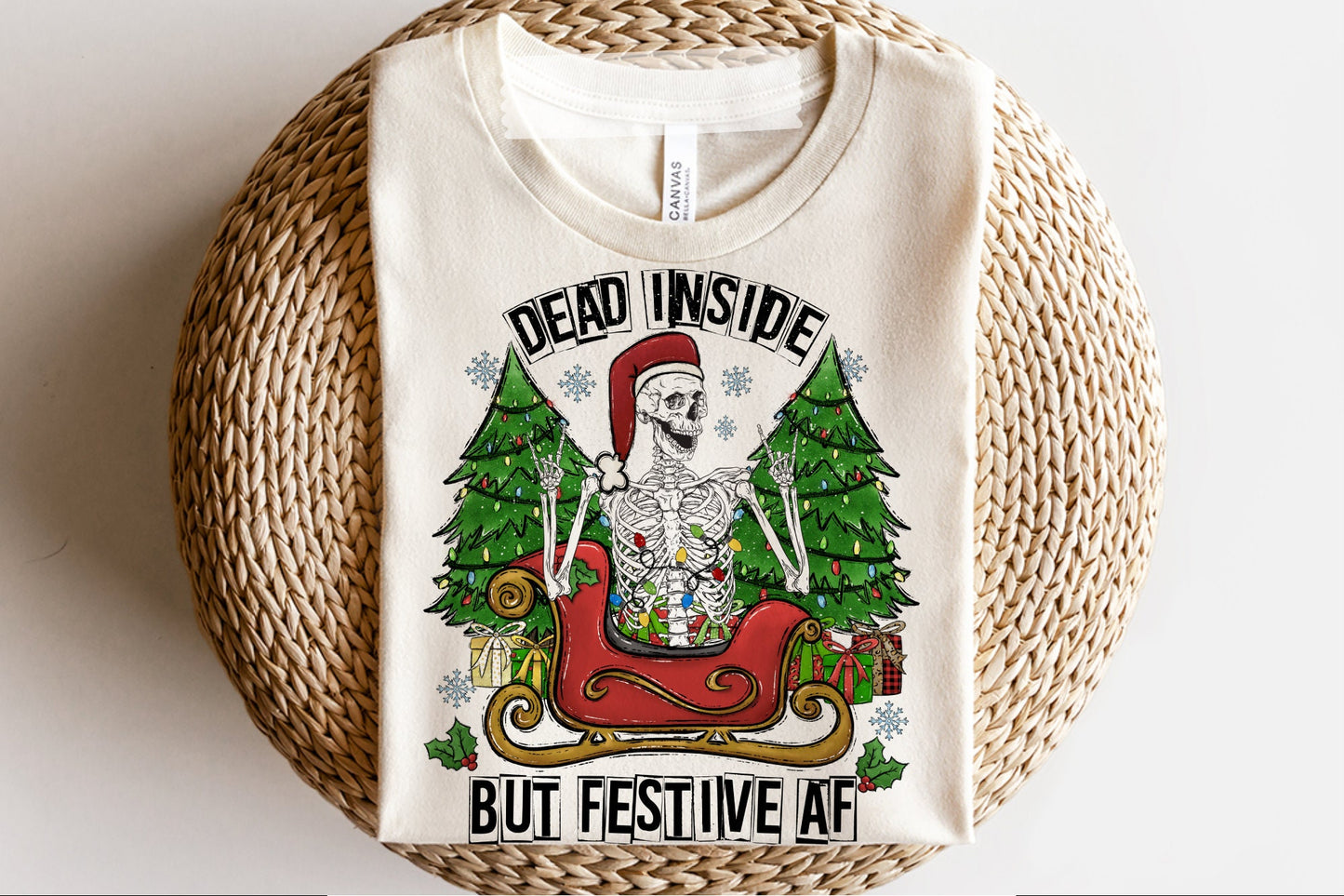 Dead Inside but Festive AF Christmas Png, Western Country Sublimation Graphics, Christmas Skeleton Skull Png, MOCKUP INCLUDED