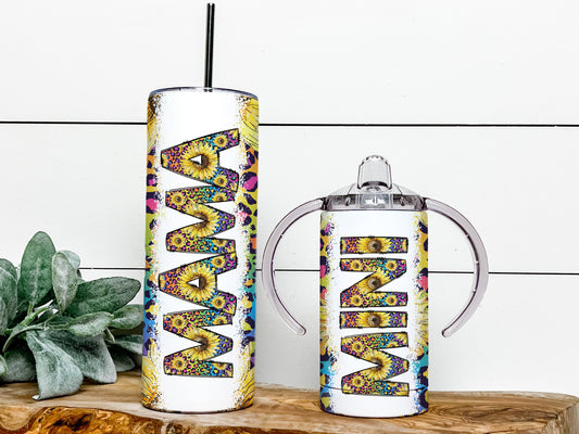 Country Mama and Mini Tumblers Sublimation Designs, Sunflower Western Mother Daughter Tumbler Wrap DESIGN 134