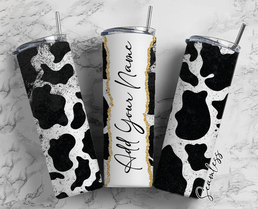 Cow Print Add Your Own Name, 20oz Sublimation Tumbler Designs, Skinny Tumbler Wraps Template - 84 PATTERN