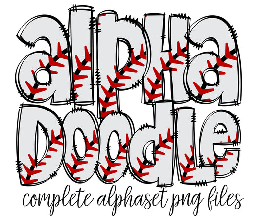 Baseball Alphabet Letters PNG Bundle, Baseball Sports Doodle Letters, Hand Drawn Alphabet Doodle, Sublimation Alpha Set Designs PNG