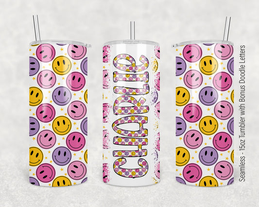 15oz Tumbler Wrap with Matching Doodle Letters, Hand drawn Alphabet, Kids Tumbler Sublimation PNG - Pattern 160