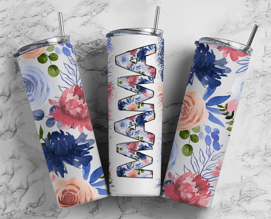 Floral Mama Seamless 20oz Sublimation Tumbler, Mothers Day Straight Tumbler, Mama Tumbler, Seamless Tumbler, Mom Tumbler Wrap PNG