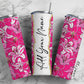 Pink Floral Add Your Own Name, 20oz Sublimation Tumbler Designs, Skinny Tumbler Wraps Template - 358