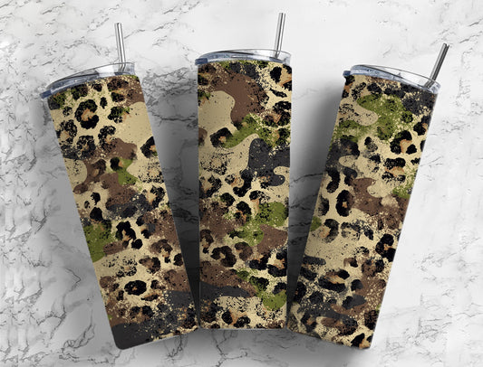 Camo 20 oz Tumbler Wrap Sublimation Design PNG