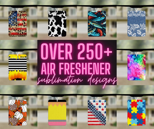 250+ Air Freshener Sublimation Templates with BONUS Mockups, Individually Saved JPG files 2.5 x 3.5 Inches