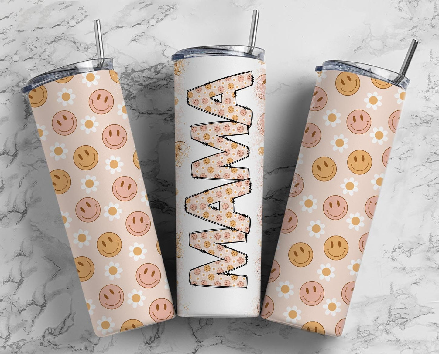 Retro Smiles Mama Seamless 20oz Sublimation Tumbler, Mothers Day Straight tumbler, Mama Tumbler, Seamless Tumbler Mom Tumbler Wrap PNG