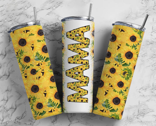 Seamless Sunflower Mama 20oz Sublimation Tumbler, Mothers Day Straight tumbler, Mama Tumbler, Seamless Tumbler Mom Tumbler Wrap PNG