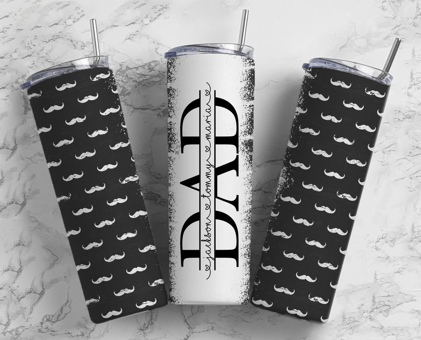 Mustache Dad Tumbler Wrap, Seamless Tumbler for Dad, 20oz Tumbler design, Fathers Day Tumbler, Man Tumbler, Split Add Kids Names PNG