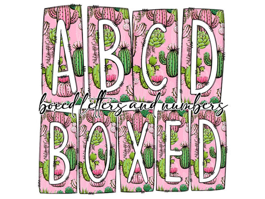 Pink Cactus Lover Box Doodle Letters, Western Hand Drawn Doodle Alphabet Set, Sublimation Designs PNG - 90