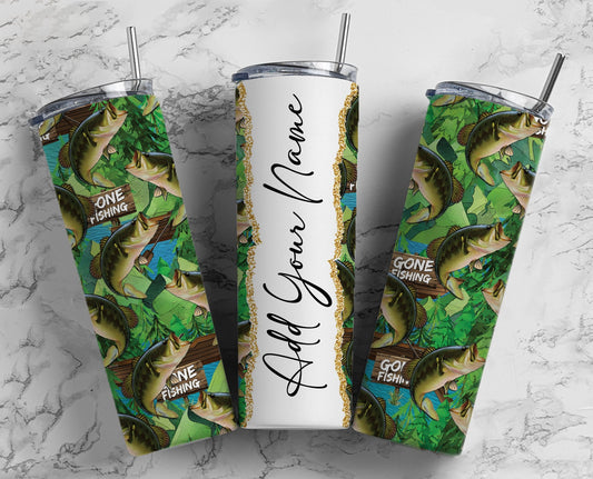 Fishing Add Your Own Text Name Monogram Sublimation Tumbler Designs Floral - 20oz Skinny Tumbler Wraps Templates - PNG 70 PATTERN