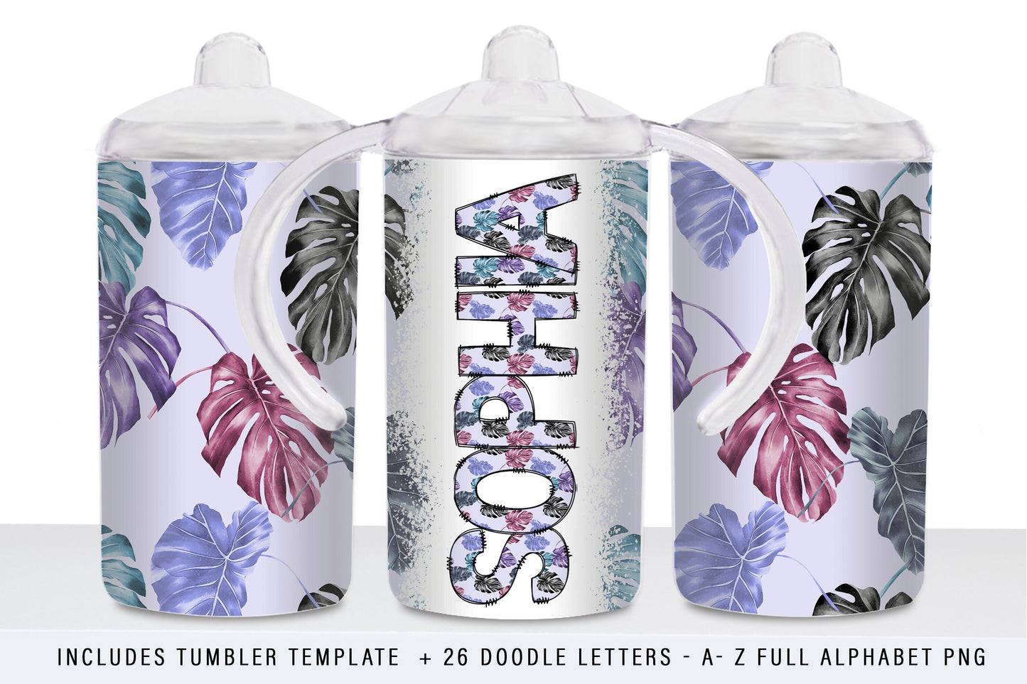 Straight Sippy and Doodle Letters Bundle Girl Design 114