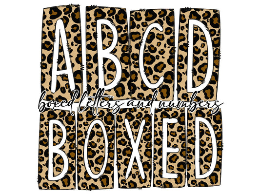 Leopard Print Cheetah Box Doodle Letters, Western Hand Drawn Doodle Alphabet Set, Sublimation Designs PNG - 13 PATTERN