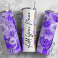 Purple Flowers Add Your Own Name, 20oz Sublimation Tumbler Designs, Skinny Tumbler Wraps Template - 2191