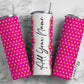 Gold Polka On Pink Background, Polka Design Add Your Own Name, 20oz Sublimation Tumbler Designs, Skinny Tumbler Wraps Template - 2054