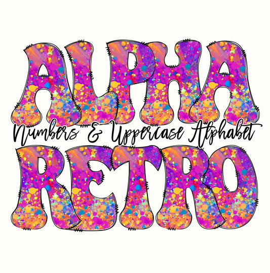 Retro Doodle Fonts, Sublimation Printers, Rainbow Splatter Design PNG