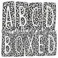 Black and White Cheetah Leopard Print Box Doodle Letters, Western Hand Drawn Doodle Alphabet Set, Sublimation Designs PNG - 23 PATTERN