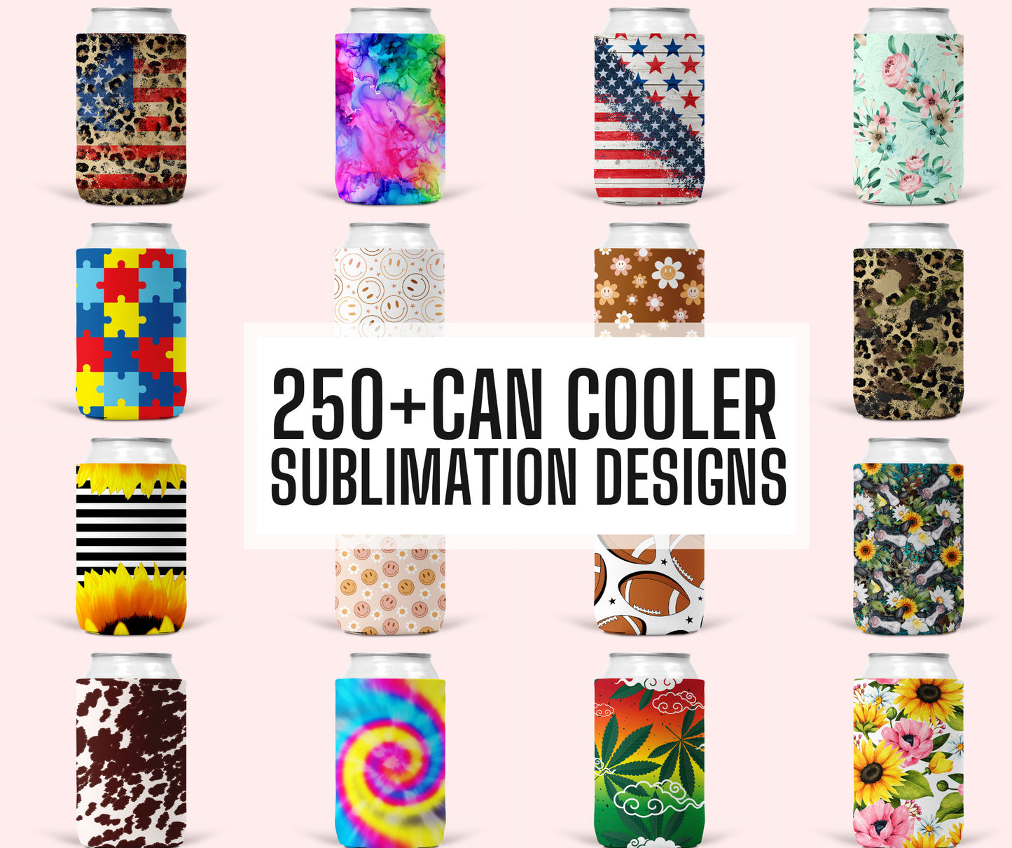 250+ Fabric Can Cooler Sublimation Designs Bundle, Beer Cozies, Can Cosies, Stubby Holders, Can Cooler Template, Mega Bundle Can Cooler PNG