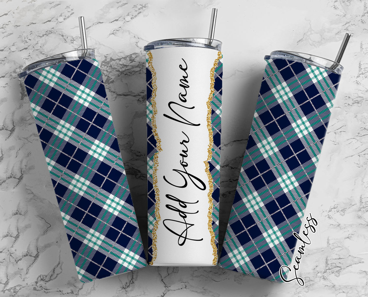 Plaid Pattern, Plaid Design Add Your Own Name, 20oz Sublimation Tumbler Designs, Skinny Tumbler Wraps Template - 2163