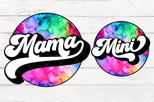 Tie Dye Mama Mini Sublimation Design Bundle, Family Mothers Day PNG, Mommy and Me, Retro Vintage Mom life, Mothers Day Shirt