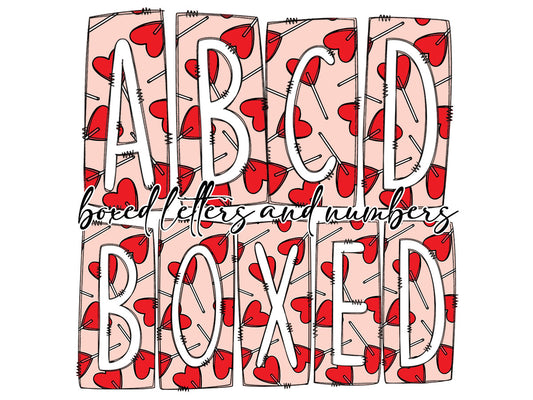 Valentines Day Lollipop Retro Heart Box Doodle Letters, Western Hand Drawn Doodle Alphabet Set, Sublimation Designs PNG - 14 PATTERN