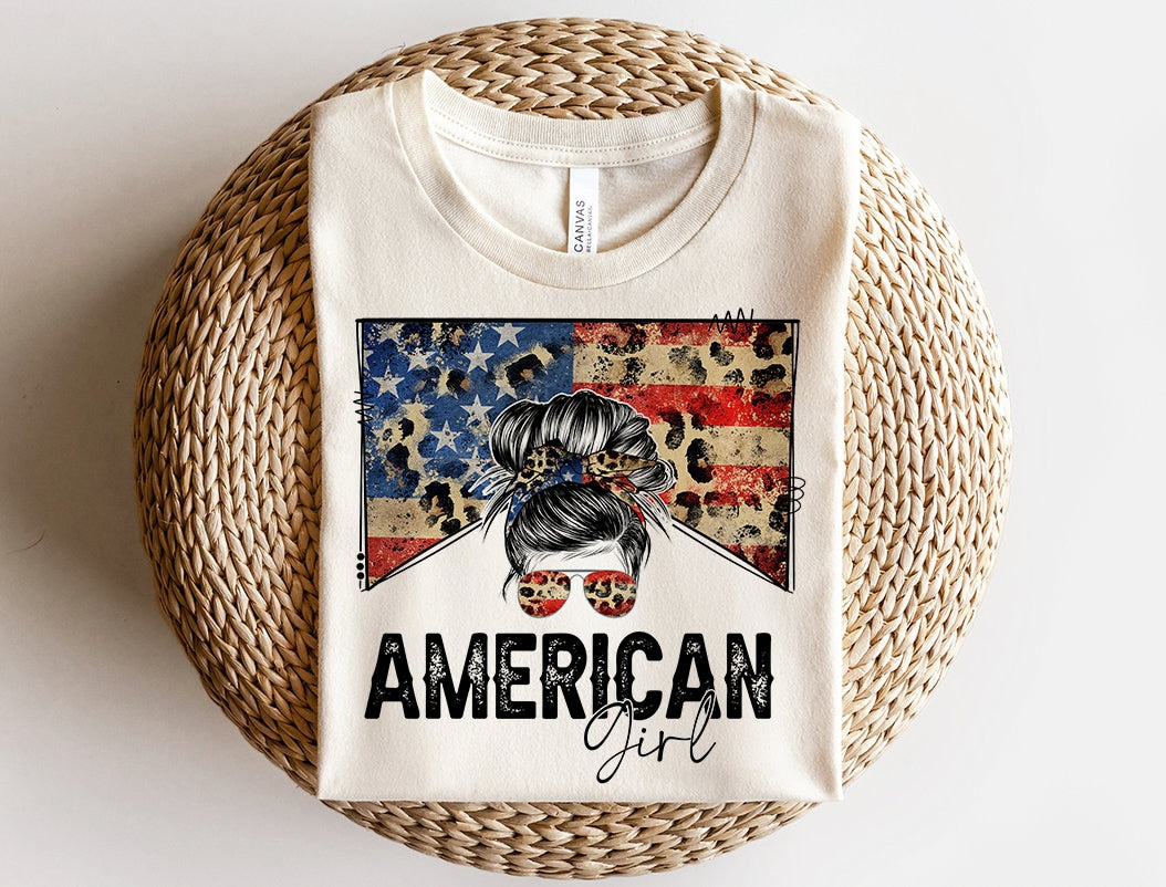 USA American GIRL Sublimation Design, Country Mama, Western Sublimation Designs, Instant Download, Mom Bun, Messy Bun PNG