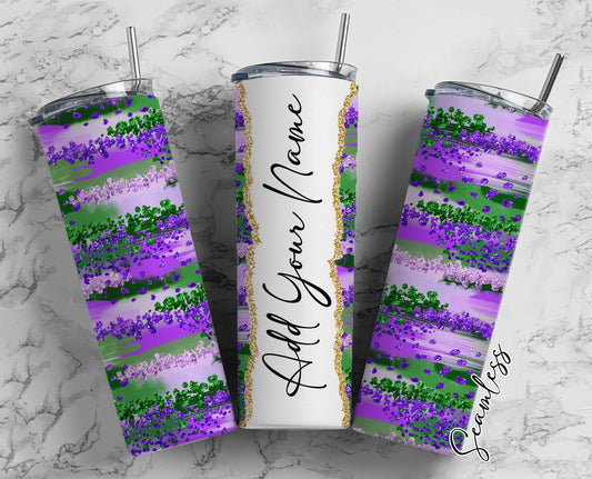 Purple Color Patches, Purple Background Add Your Own Name, 20oz Sublimation Tumbler Designs, Skinny Tumbler Wraps Template - 894